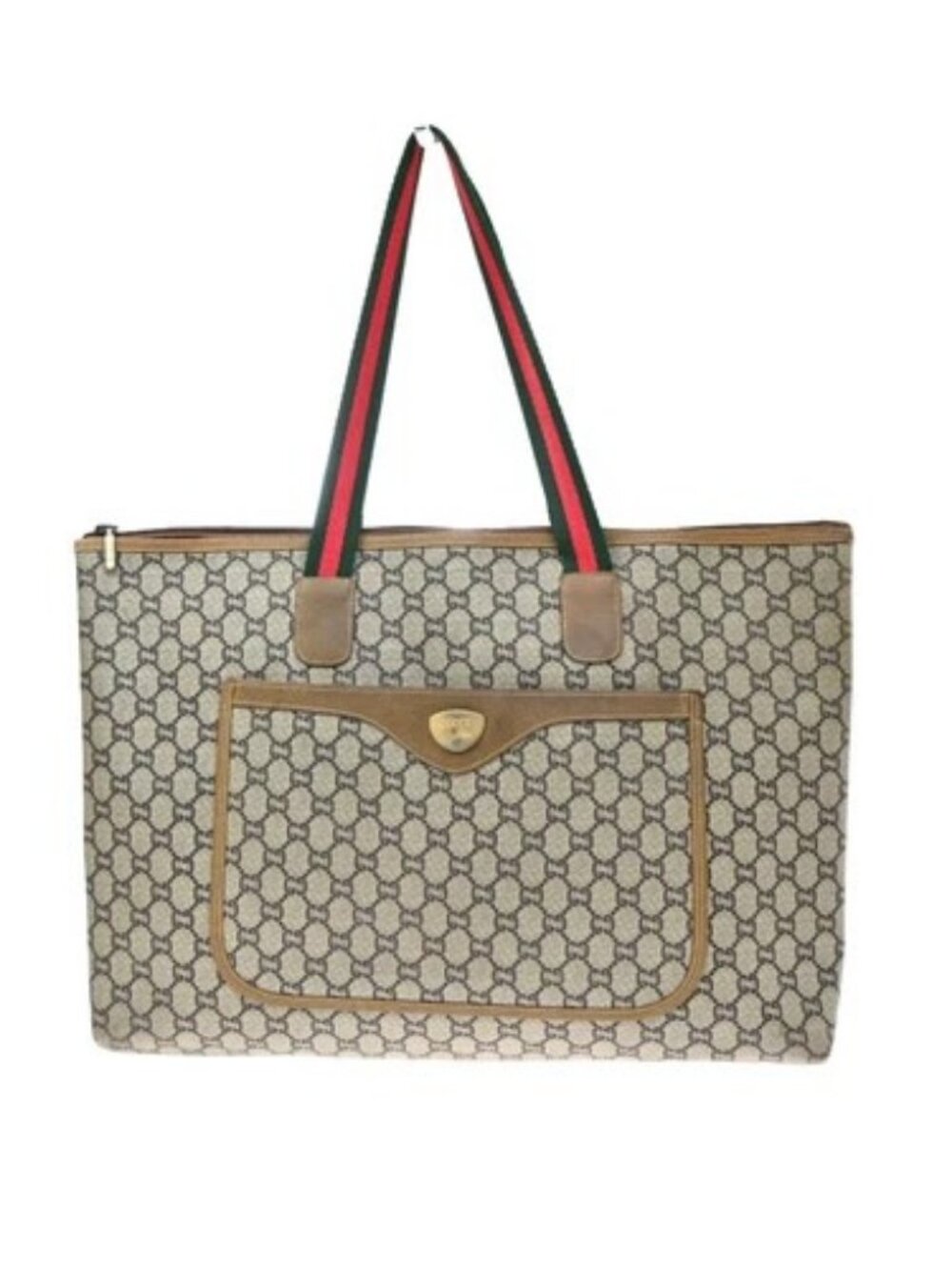 GUCCI PLUS GG Pattern Sherry Shoulder Tote Bag PVC Leather Brown Italy 61KD145